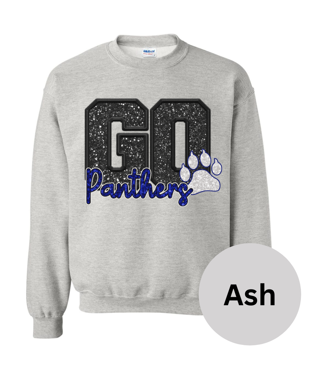 Faux Glitter/Sequins/Embroidery Go Panthers Crewneck